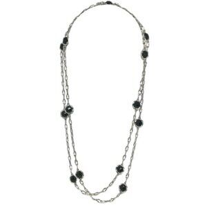 Tacori Sterling Silver & 18K Gold Black Lightening Onyx Station Necklace - LNC